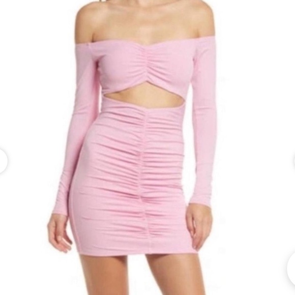 Naked Wardrobe Long Sleeve Off-The-Shoulder Mini Dress Cut Out Black Large 49 - Picture 4 of 6